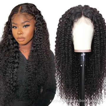 150%180% Density Kinky Curly HD Full Lace Human Hair Wigs For Black Women Brazilian Virgin Hair Transparent Lace Front Wig